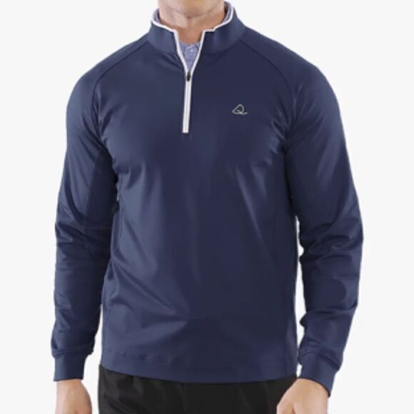 Deolax Performance Quarter Zip Pullover Navy Blue M NWT IN PACKAGE - Picture 3 of 6